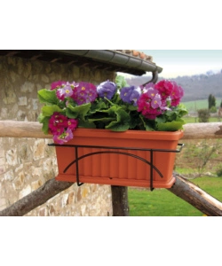 Set fioriera da esterno "iris" con sottovaso e supporto in metallo, 50x30x30 cm - bama